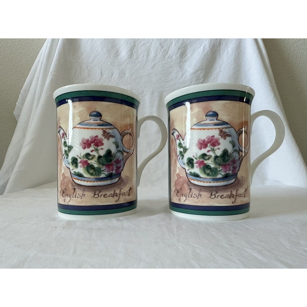 2 Vintage Assam English Breakfast Mug Elite Fine Bone China Made In England